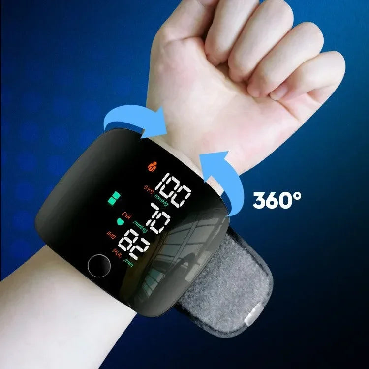 LED Rechargeable Wrist Blood Pressure Monitor – Multilingual Voice Broadcast
